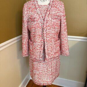 Ann Taylor Threaded Blazer Jacket and Dress Suit with Red and Black 12P like new